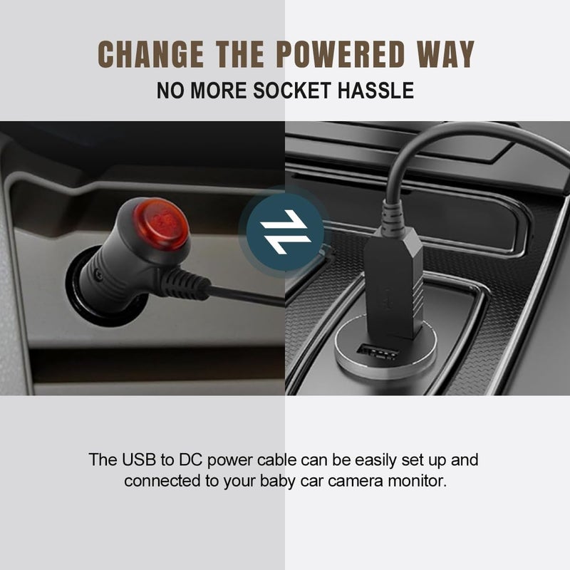 Lenink 12V USB Power Adapter Cord for Baby Car Camera with Inline Switch, 2 Packs 5V to DC 12V Voltage Step Up Converter Boost Cable for Powering Dash Cam, GPS, Router, Small Devices - Image 2